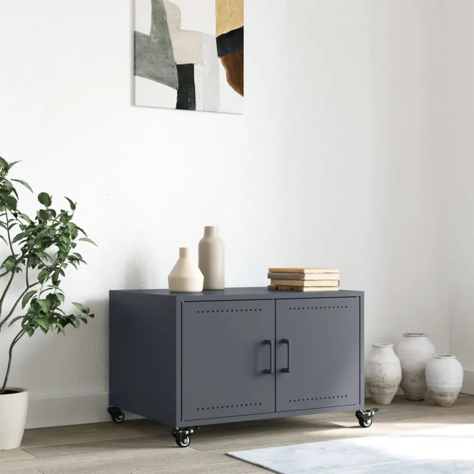 vidaXL Salontafel 68x50x43,5 cm staal antracietkleurig, foto 3