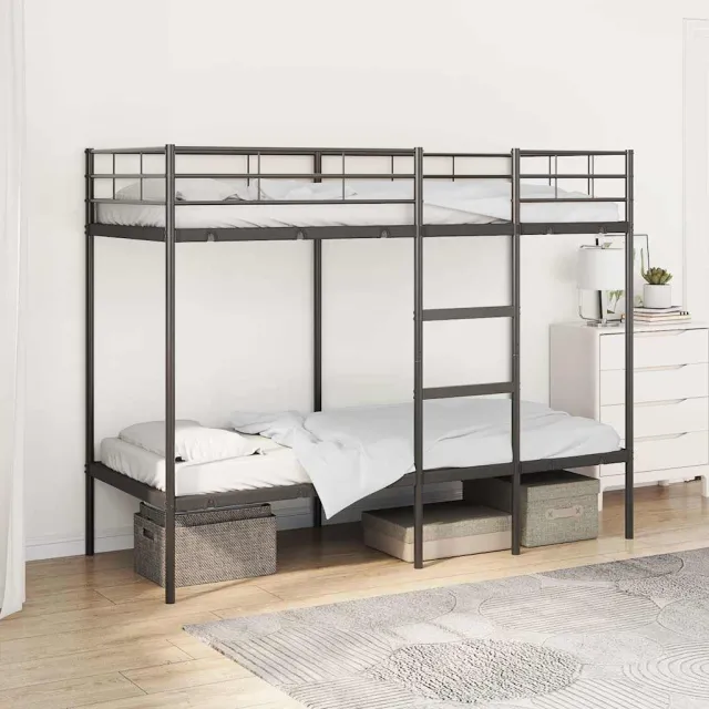 vidaXL Stapelbed zonder matras 80x200 cm staal zwart