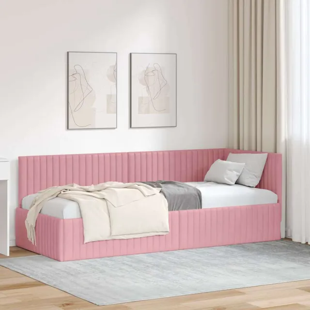 vidaXL Hoekbedframe Roze 80 x 200 cm fluweel