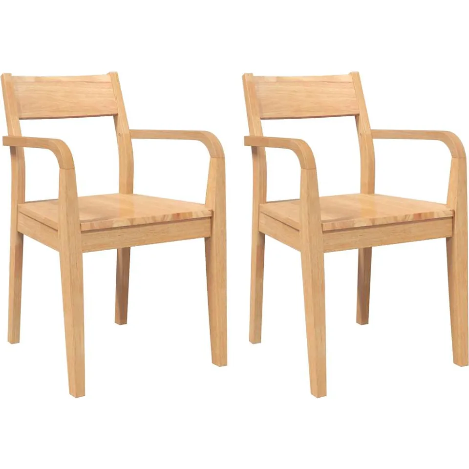 vidaXL Eetkamerstoelen 2 st massief hout naturel rubber Bruin