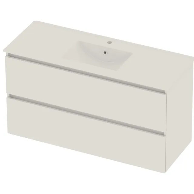 Basic-Line Coach 46 Badmeubelset Porselein 1 Kraangat Greeploos 120x46x62 cm Ice White Glans Wit