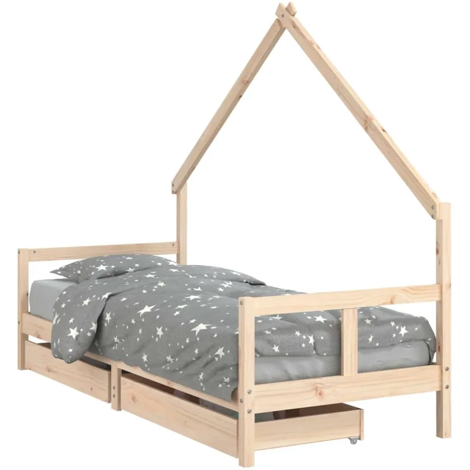 vidaXL Kinderbedframe met lades 80x200 cm massief grenenhout Bruin