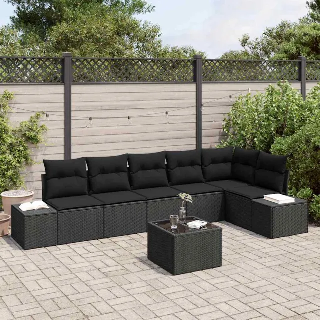 vidaXL Tuinbankenset met opslag Zwart poly rattan, foto 2