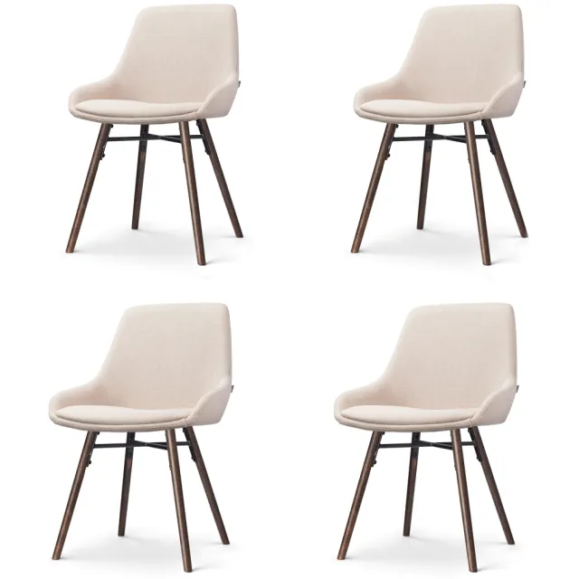 Nolon Nena-Isa eetkamerstoel beige - walnoot houten onderstel - set van 4