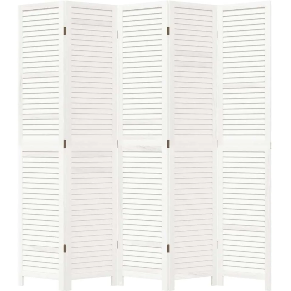 vidaXL Kamerscherm met 5 panelen massief paulowniahout retro wit, foto 4