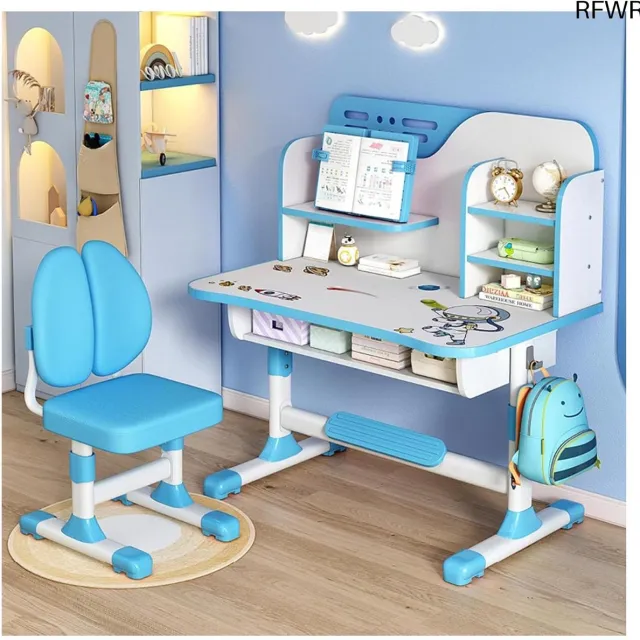 RFWR Verstelbaar Kinderbureau met Stoel Set voor School en Huiswerk Blauw