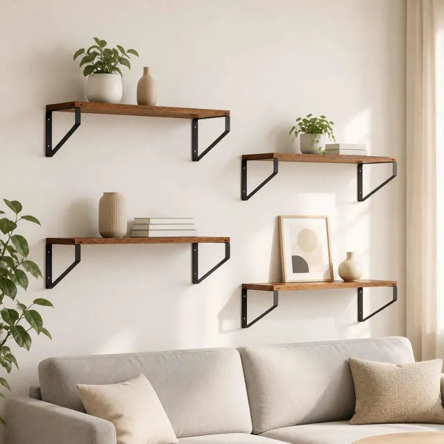 vidaXL Wandschappen 4 st Oud hout 60 x 16 x 15,5 cm Bruin