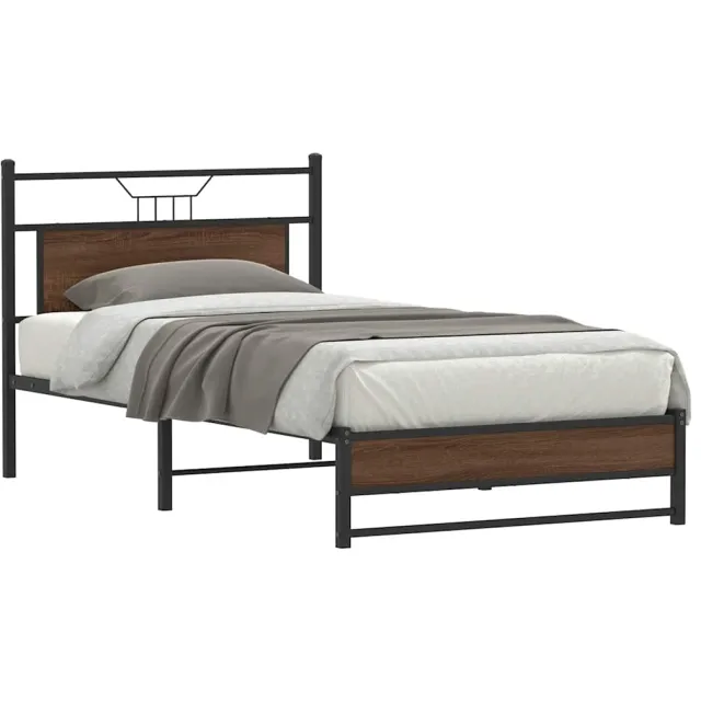 vidaXL Bedframe zonder matras bewerkt hout bruin eikenkleur 100x190 cm