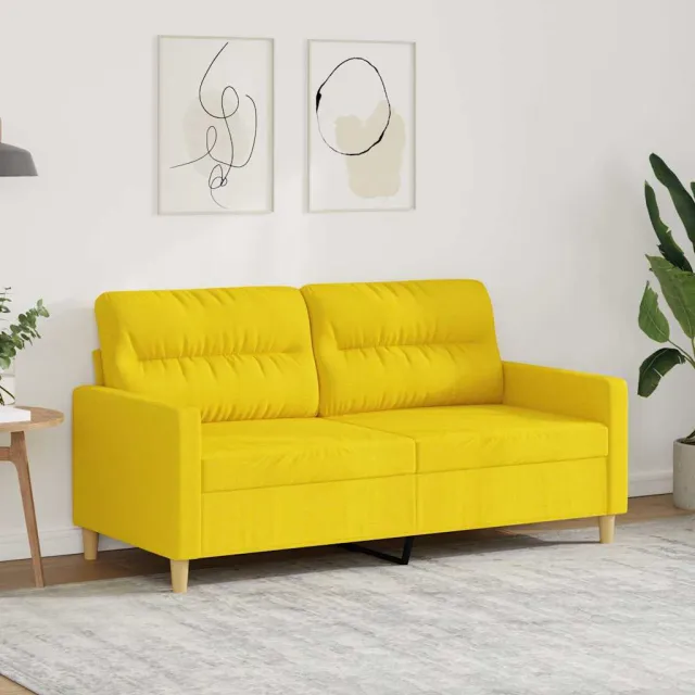 vidaXL Tweezitsbank 140 cm stof lichtgeel geel