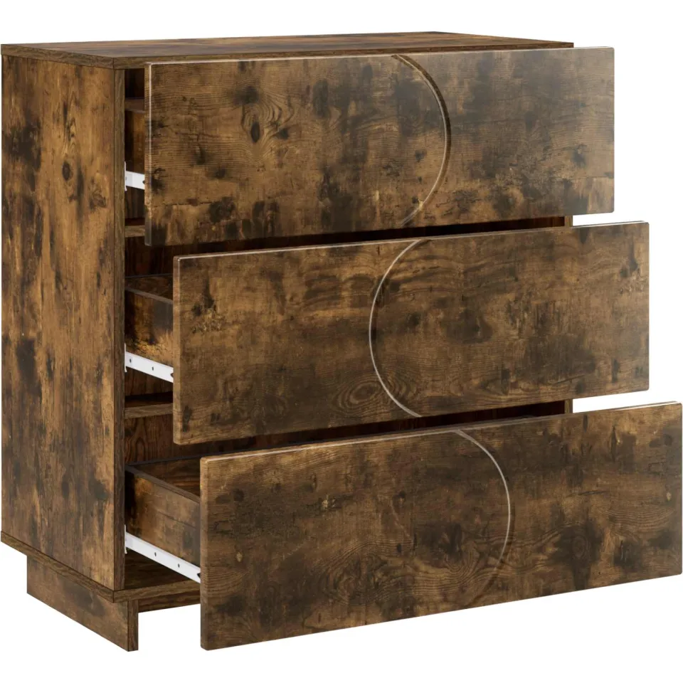 vidaXL Dressoir Gerookt eiken 70 x 38 x 75 cm Bewerkt hout, foto 3