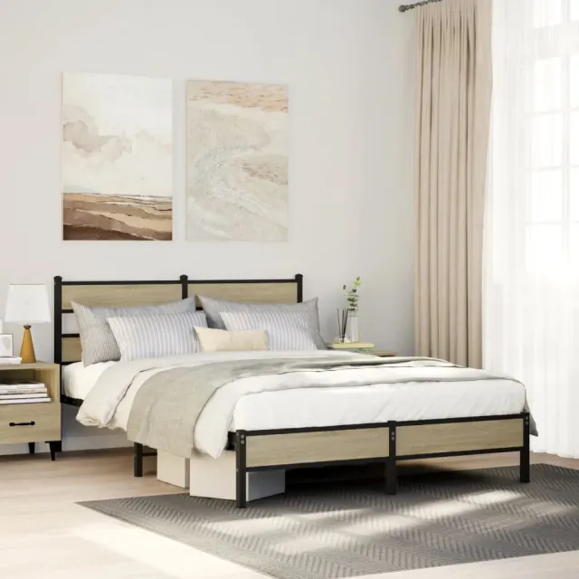 vidaXL Bedframe zonder matras hout sonoma eikenkleurig 140x190 cm