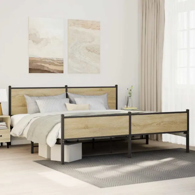 vidaXL Bedframe zonder matras metaal sonoma eikenkleur 200x200 cm Bruin