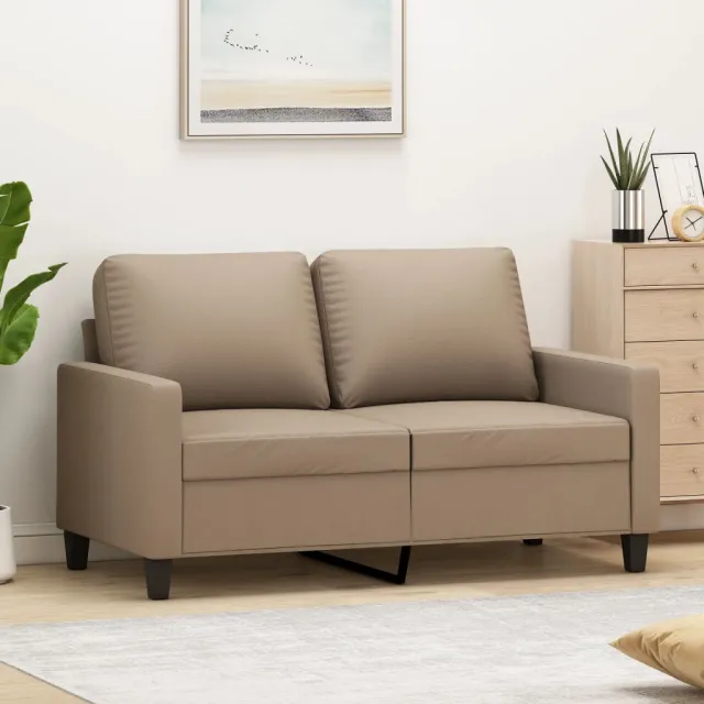 vidaXL Tweezitsbank 120 cm kunstleer cappuccinokleurig bruin