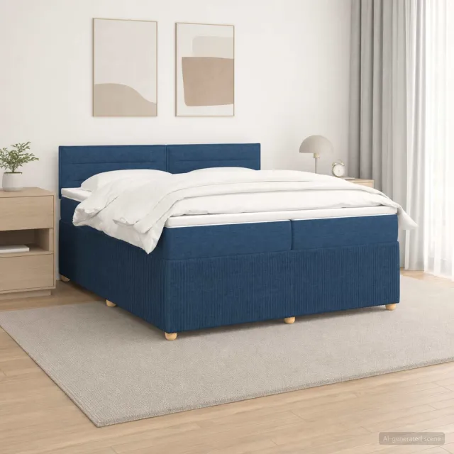 vidaXL Boxspringbed met matras met hoofdeinde Blauw 200 x 200 cm Stof