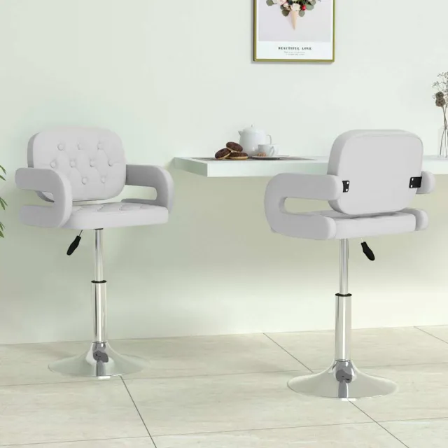 vidaXL Eetkamerstoelen draaibaar 2 st kunstleer wit, foto 2