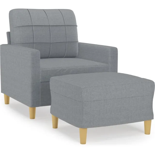 vidaXL Fauteuil - met - voetenbank - 60 - cm - stof - lichtgrijs