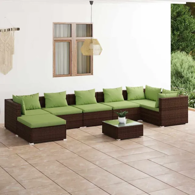 vidaXL 8-delige Loungeset met kussens poly rattan bruin, foto 2