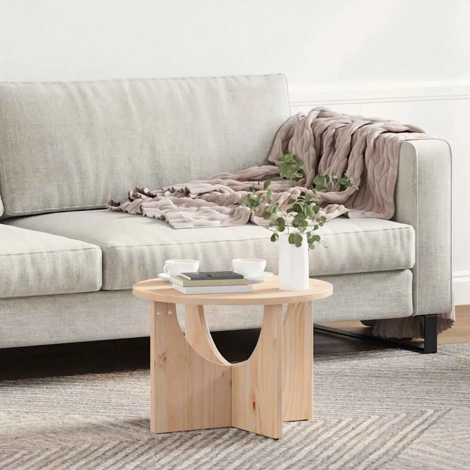 vidaXL Salontafel Naturel 50 x 50 x 35 cm Massief grenenhout, foto 4