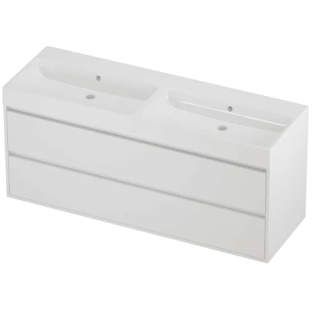 Proline Podium Badmeubelset Polystone Loft 140x46x62 cm Glans Wit Mat White