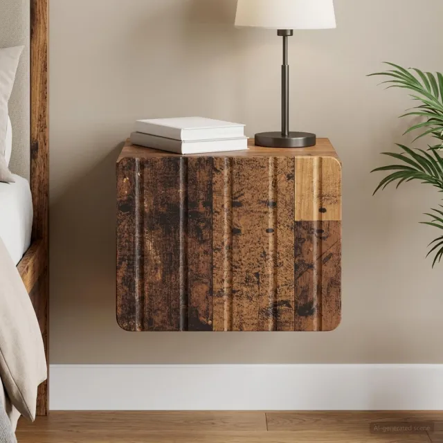 vidaXL Wandbeugel Bedkast Oud hout 33 x 34,5 x 24 cm Bewerkt hout bruin, foto 2