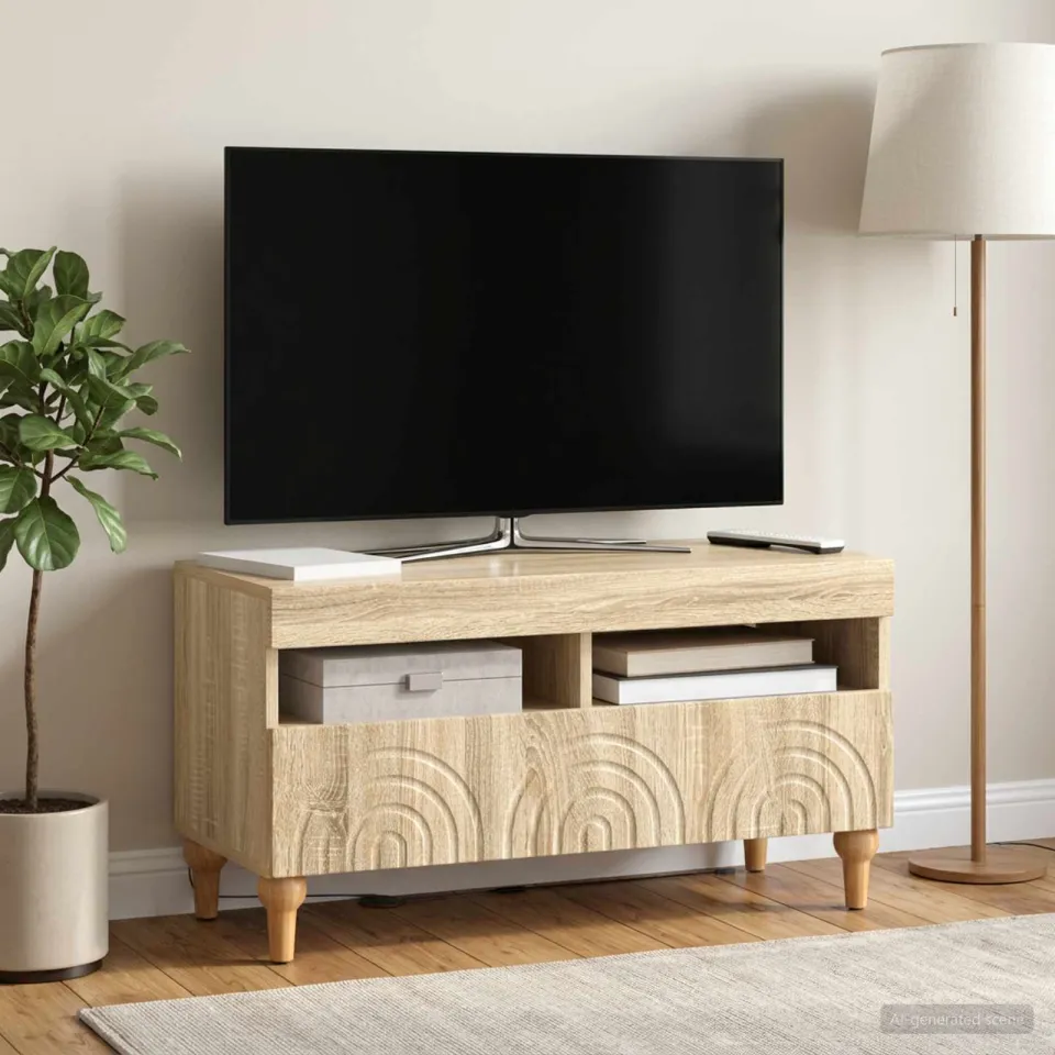 vidaXL LED tv-meubel ALKMAAR 81 x 35 x 43 cm Sonoma Eiken Bewerkt hout, foto 4