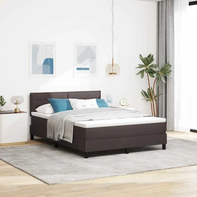 vidaXL Boxspring bed met hoofdeinde Donkerbruin 160 x 200 cm Stof