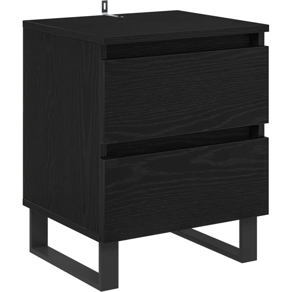 vidaXL Nachtkastje Zwart Eiken 40 x 35 x 50 cm Bewerkt hout, foto 3