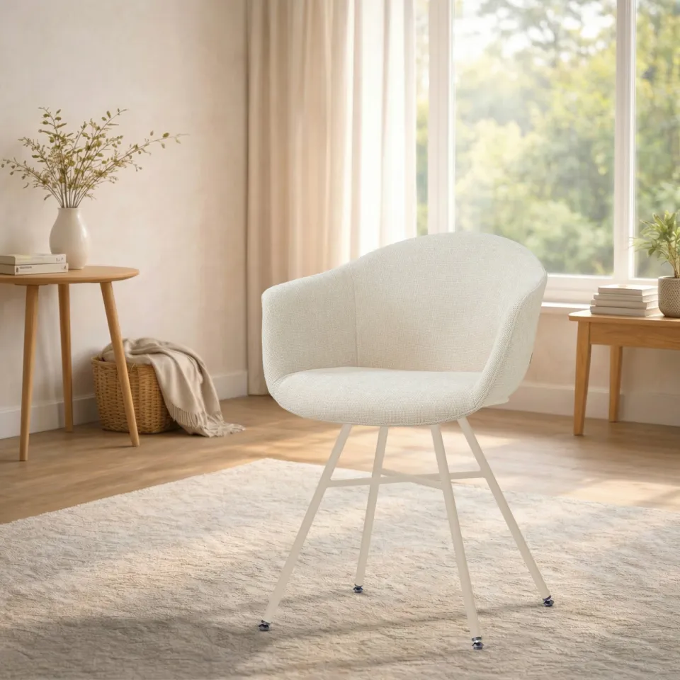 Nolon Noa-Otis eetkamerstoel cottonbeige - beige onderstel, foto 3