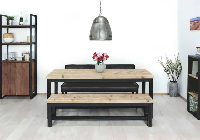 NordXL Steigerhouten tafel Norman met stalen onderstel