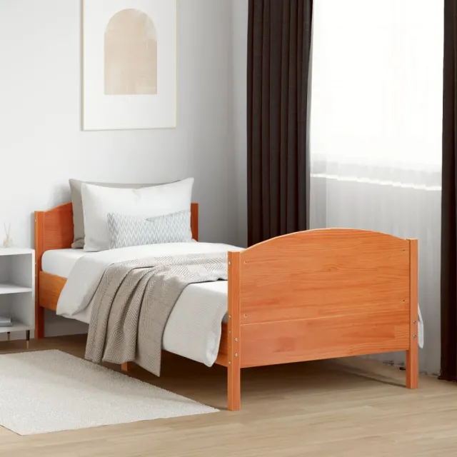 vidaXL Bedframe zonder matras massief grenenhout wasbruin 90x200 cm bruin