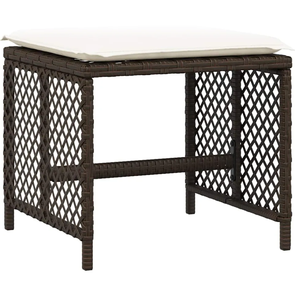 vidaXL Tuinkrukken 4 st met kussens 41x41x36 cm poly rattan bruin, foto 4