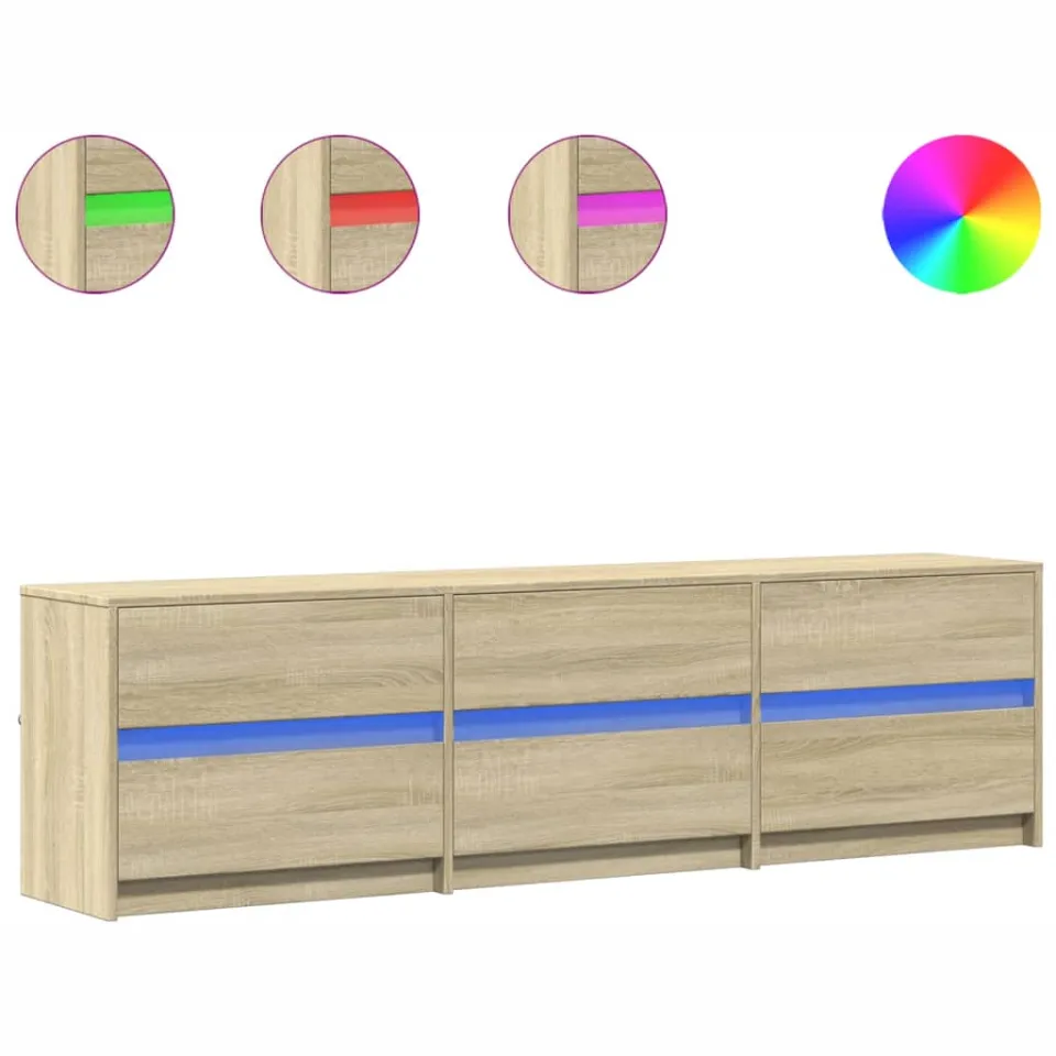 vidaXL Tv-meubel met LED 180x34x50 cm bewerkt hout sonoma eikenkleurig Bruin