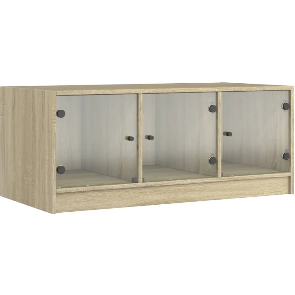 vidaXL Salontafel met glazen deuren 102x50x42 cm sonoma eikenkleurig Bruin