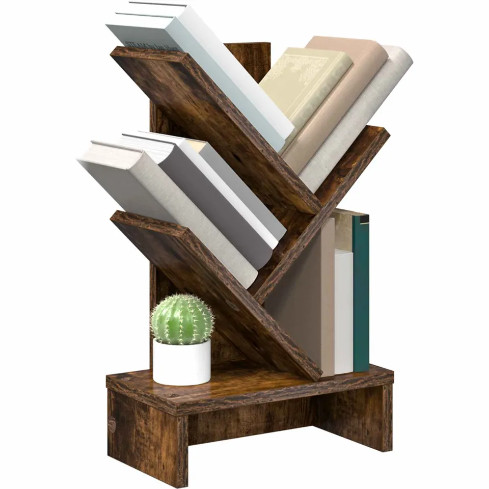 vidaXL Boomvormige boekenplank met 3 planken 30 x 18 x 48 cm bruin, foto 3