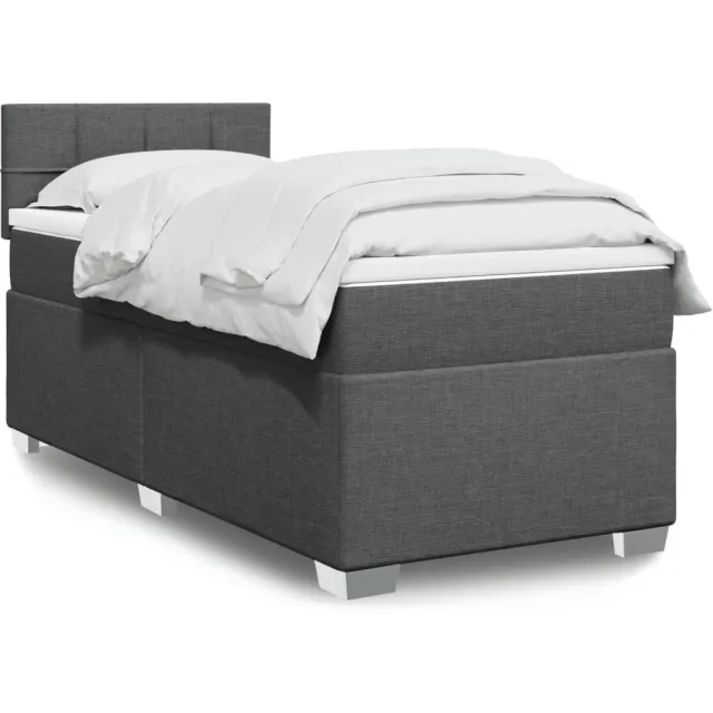 vidaXL Boxspring met matras stof donkergrijs 80x200 cm grijs