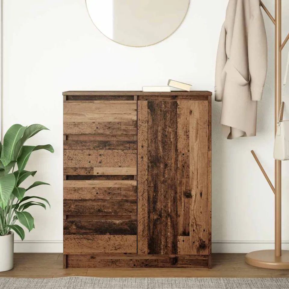 vidaXL Dressoir met lades 71x35x84 cm spaanplaat hout oud hout bruin, foto 3