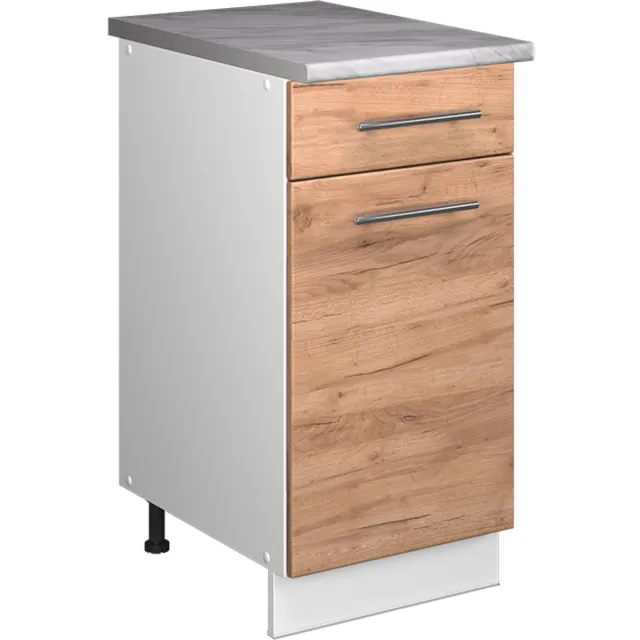 Vicco Fame-Line Onderkast voor spoelbak/kookplaat – 40 cm, WB Marmer Krachtige eik goud Goudkleurig Eiken/Wit