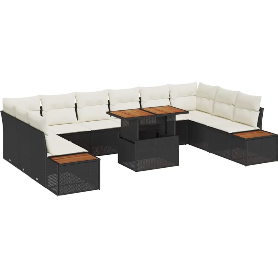 vidaXL Tuin Sofa Set 11 st Zwart Poly riet