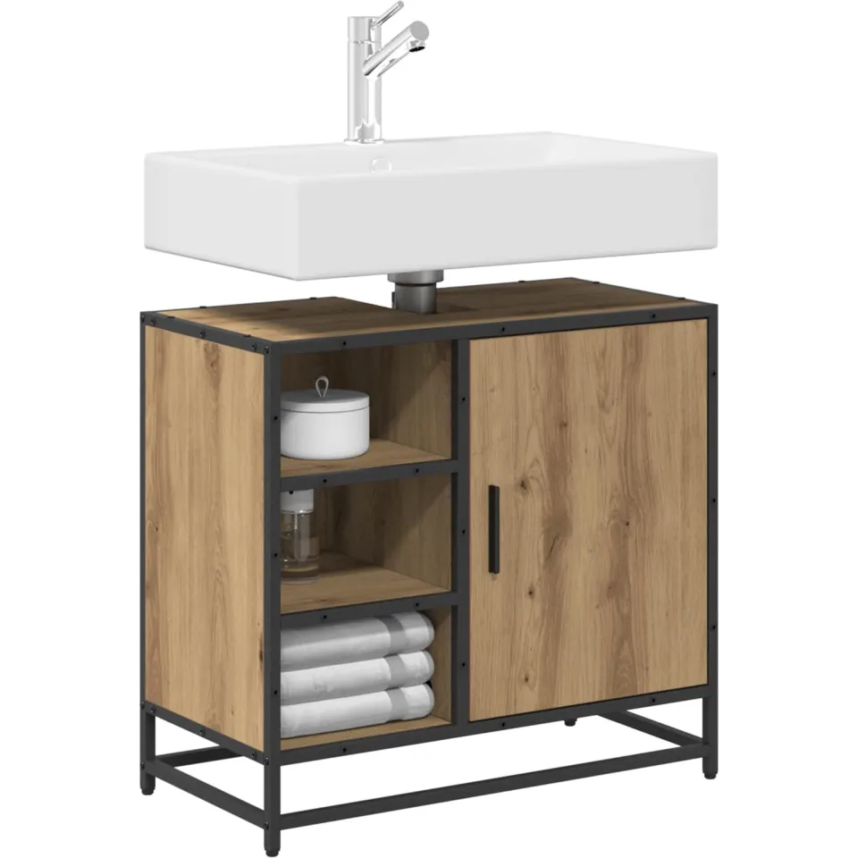 vidaXL Badkamerkast Artisan Eiken 65 x 33 x 60 cm Bewerkt hout, foto 2