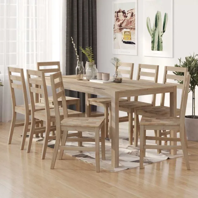 vidaXL Eetkamerstoelen 8 st massief acaciahout bruin, foto 2