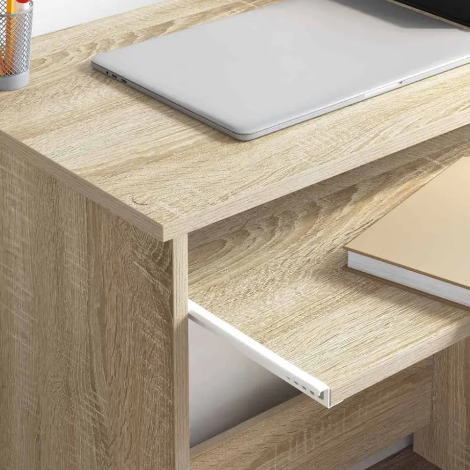 vidaXL Bureau Sonoma Eiken 120,5 x 44 x 88,5 cm Bewerkt hout, foto 4