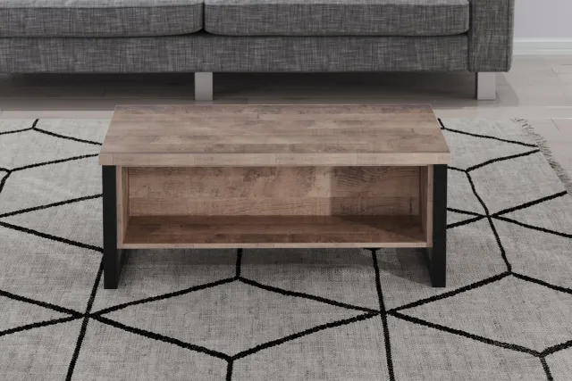 A-Meubel Eerbeek Salontafel Industrieel Rechthoekig - Eiken blad Tobacco-brown oak