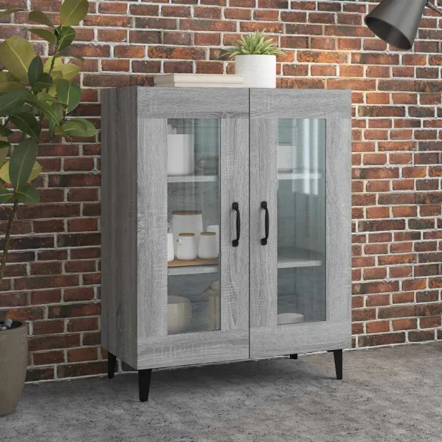 vidaXL Dressoir 69,5x34x90 cm bewerkt hout grijs sonoma eikenkleurig, foto 2