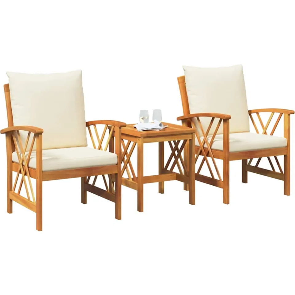 vidaXL Tuinbankenset 3 st Olie naturel Massief Acaciahout Bruin