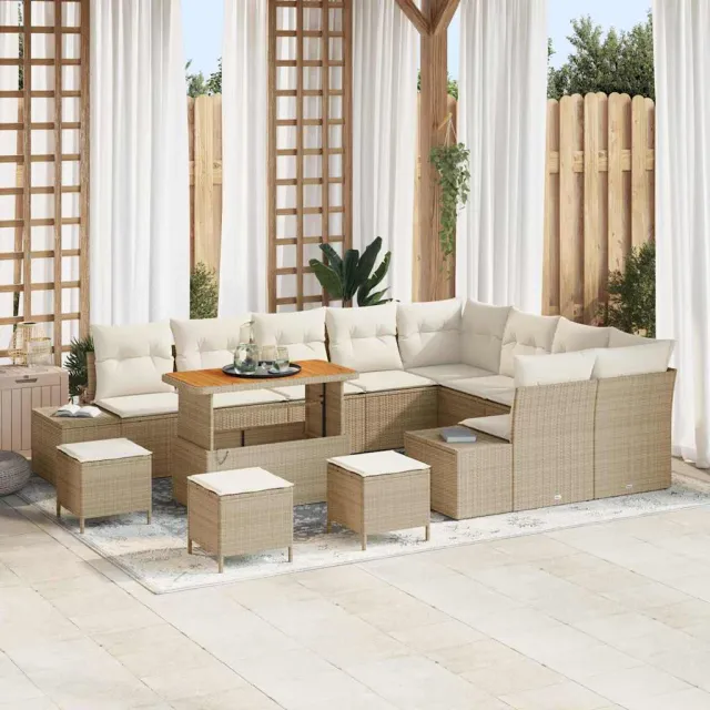 vidaXL Tuinbankenset 13 st Beige poly rattan, foto 2