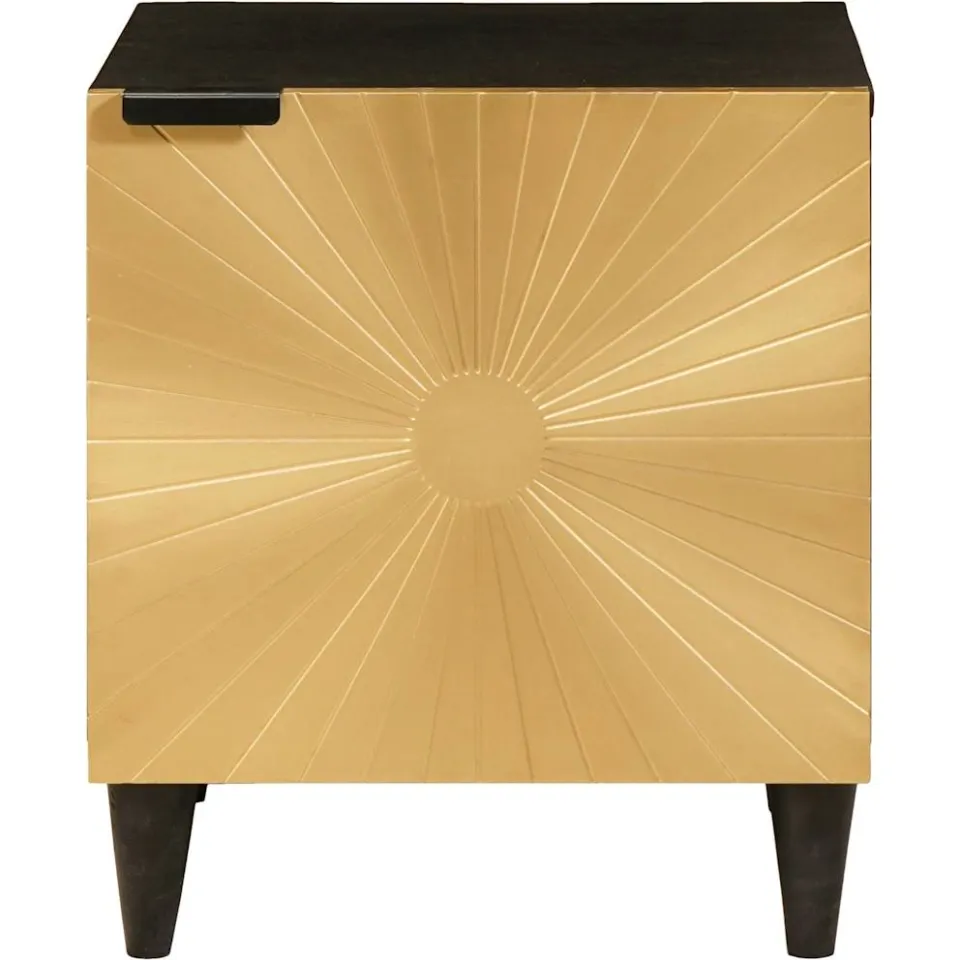 vidaXL Nachtkastje Zwart en Goud 40 x 33 x 46 cm Bewerkt hout, foto 3