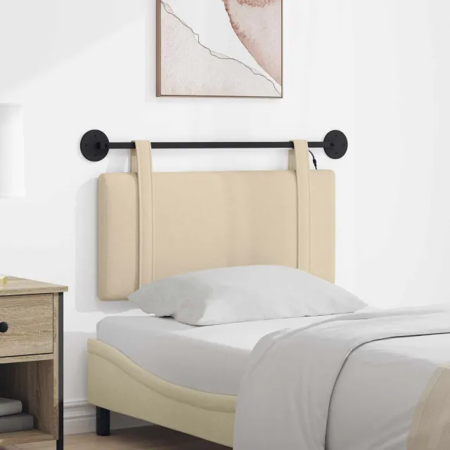 vidaXL Hangend hoofdbord Crèmekleurig Stof