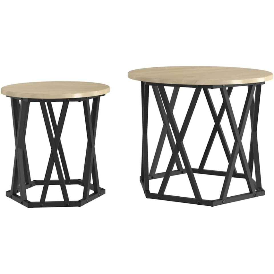vidaXL Bijzettafel 2 st Sonoma Eiken 50 x 50 x 40 cm Bruin