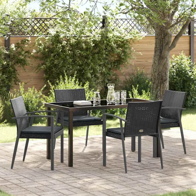 vidaXL Tuin eettafelset 5 st Zwart en Grijs PE Rattan