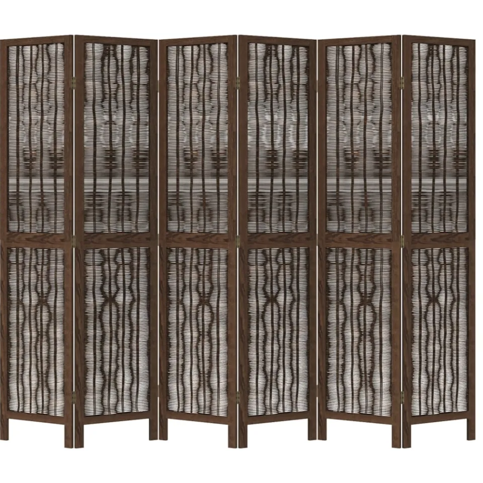 vidaXL Kamerscherm met 6 panelen massief paulowniahout donkerbruin bruin, foto 5